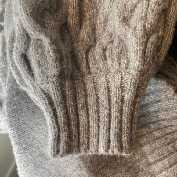 Plus Size 2X Cold Shoulder Fisherman Knit Mock Neck Sweater Chunky Bell Sleeve - Picture 6 of 7